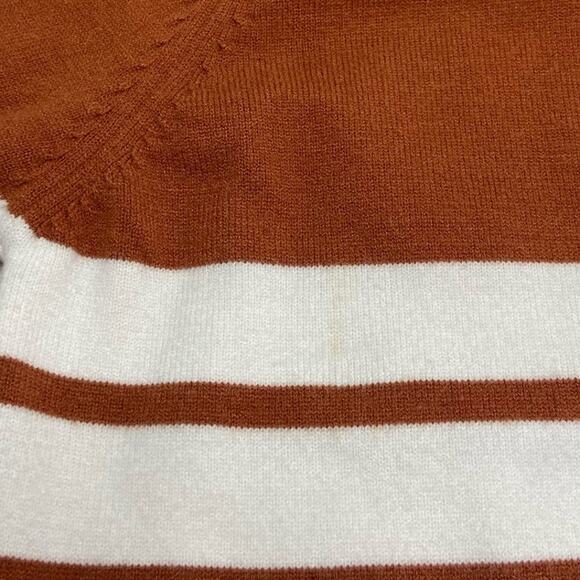 Sucrefas Turtleneck Knit Sweater Long Sleeve Colorblock Brown White Women's M - Picture 5 of 8